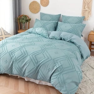 Couverture de duvet de Boho,2/3Pcs Ensemble de couverture de couettes tufted Boho doux et confortable pour toutes les saisons comprend 1 Couverture de couettes et demi-carcasses d'oreillers Ramadan, housses de coudées, ensemble de housses