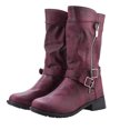 thumbnail image 2 of EGNMCR Bottes d'Hiver pour Femmes Femmes Chaussures Rétro à Semelle Plate Décontractées Grande Taille à Enfiler Chaussures à Double Fermeture Éclair, 2 of 9