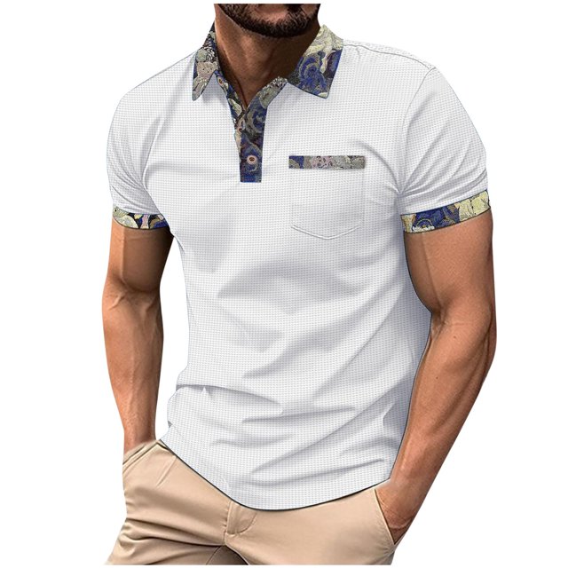 Lolmot Shirts for Men, Mens Lapel Color Buttons Outdoors Short Sleeve Turndown Collar Blouse Shirt