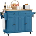 thumbnail image 1 of HOMCOM Îlot de Cuisine Moderne Roulant avec Tiroirs, Bleu, 1 of 10
