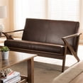 thumbnail image 2 of Baxton Studio Bianca Faux Leather Loveseat in Brown and Walnut Brown, 2 of 8