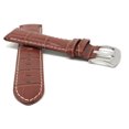 thumbnail image 2 of 24mm Mens' Alligator Style Leather Watch Strap Band, White Stitching, Stainless Steel Buckle, 2 of 7