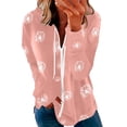 thumbnail image 2 of Pompotops Women Dandelions Printing Hooded Long Sleeve Zipper Drawstring Shirts Tops Coat, 2 of 5
