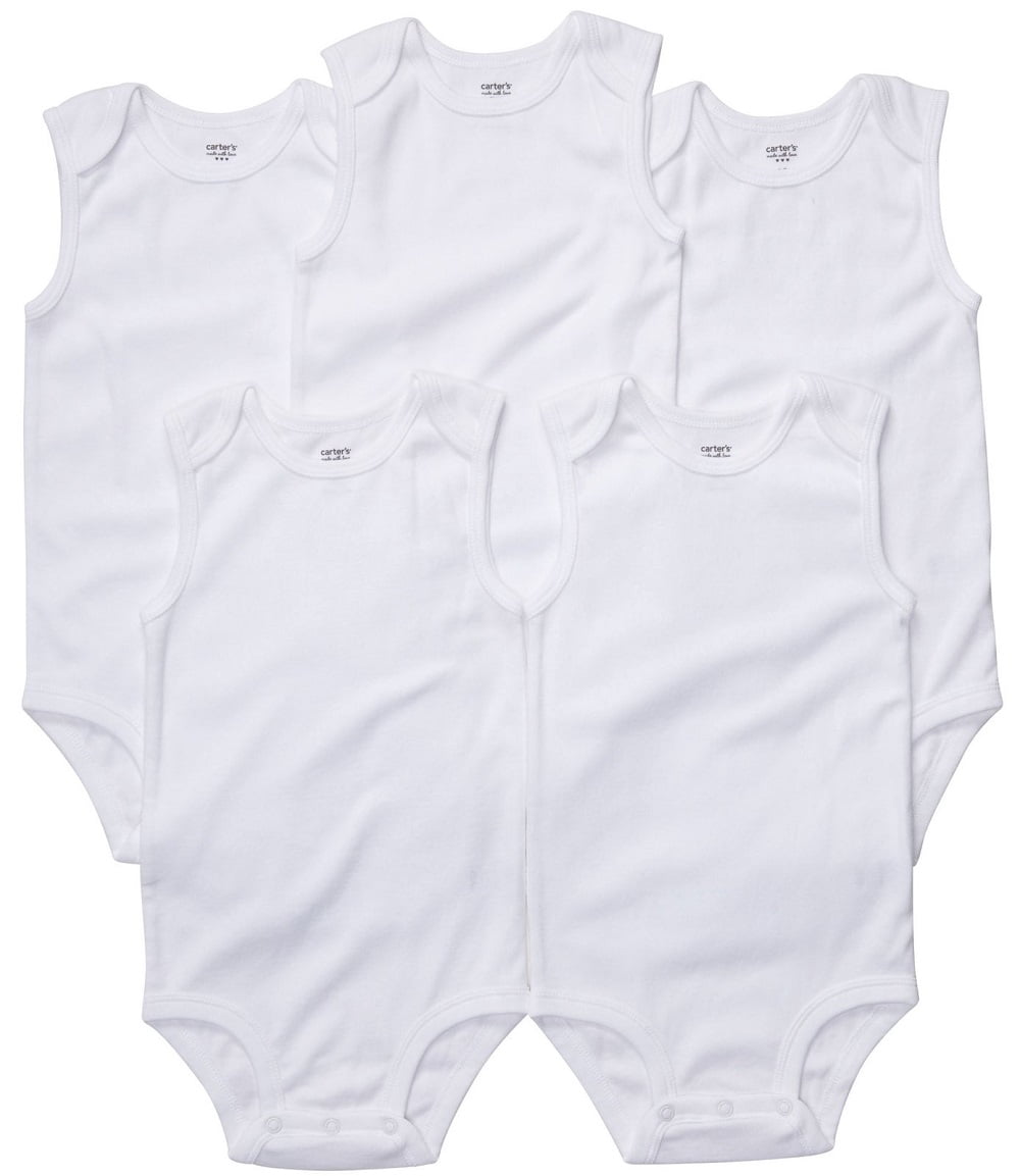 Carter's Cache-Couches Sans Manches pour Bébé, Lot de 5 - Blanc - 18 Mois