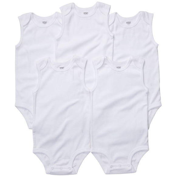 Carter's Cache-Couches Blancs Sans Manches Unisexes pour Bébé, Lot de 5 (18 Mois)
