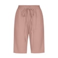 thumbnail image 4 of Timegard Womens Plus Size Shorts Elastic Waisted Drawstring Lightweight Casual Knee Length Shorts with Pockets, 4 of 5