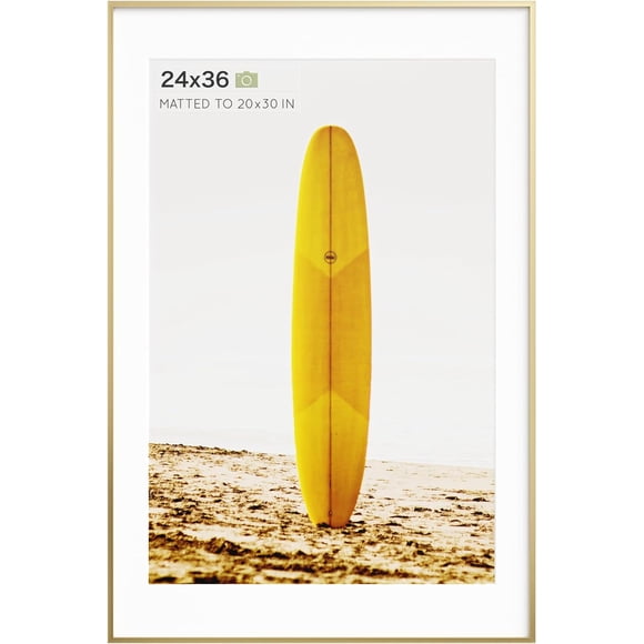 HAHDAXIA 24x36 Frame Gold, Premium Metal 24x36 Poster Frame with Mat for 20x30 Photo, 24 x 36 Puzzle Frame Matted to 20 x 30 Picture, Tempered Glass, Wall Hook Included, Set of 1