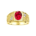 thumbnail image 1 of RYLOS Men's Rings 14K Yellow Gold Designer Nugget Ring Oval 9X7MM Gemstone & Diamonds  Ruby July Birthstone Rings For Man Size 12, 1 of 7