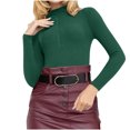thumbnail image 2 of breaise Women's 2025 Spring Long Sleeve Pullover Ribbed Knit Sweater Mock Neck Slim Fit Basic Casual Tee Tops S-XL, 2 of 9