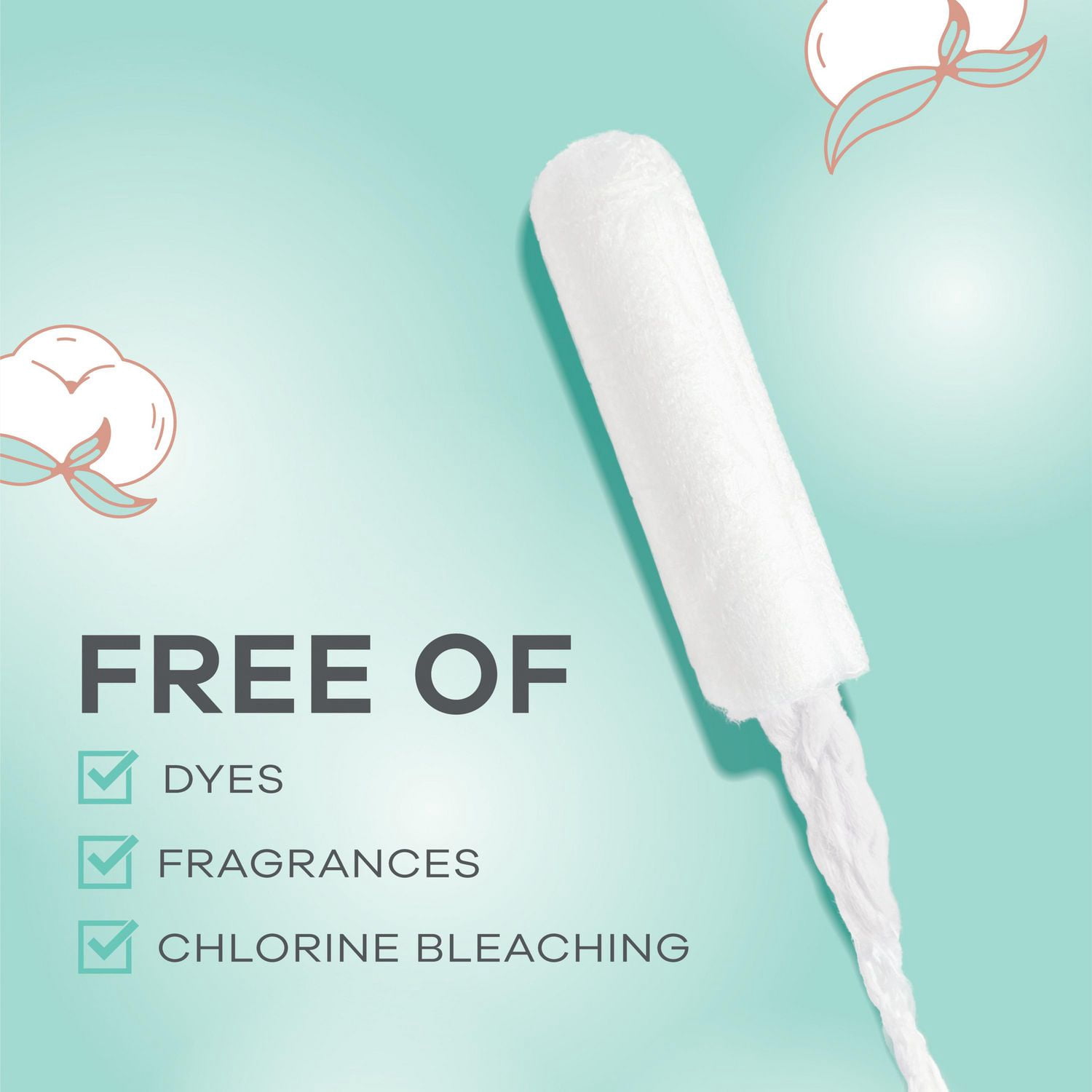 Tampax Tampons en Coton Pur, Contient un Cœur en Coton Biologique à 100 %, Absorption Régulière/super, Sans Parfum