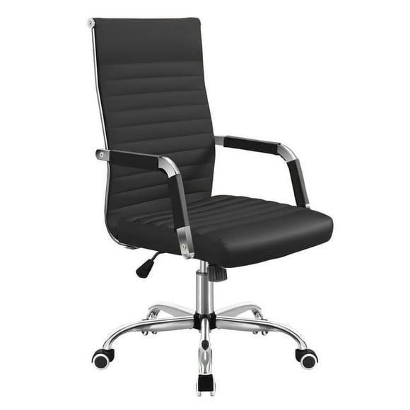 Homall Chaise de Bureau en Cuir PU avec Soutien Lombaire et Accoudoirs, Chaise de Conférence Ergonomique, Noire