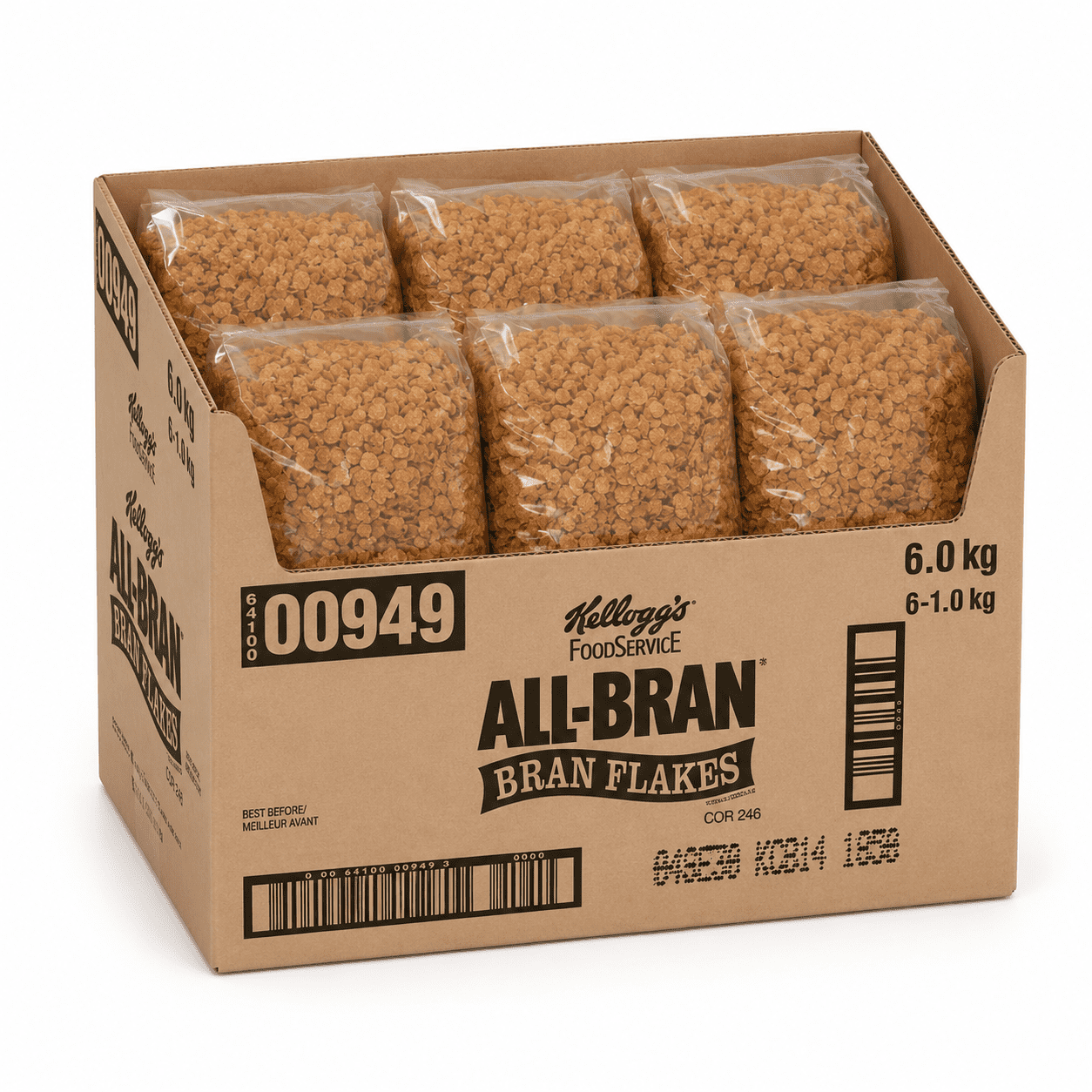 Kellogg's Bran Flake Cereal, Pouch, Trans Fat Compliant | 1KG/Unit, 6 Units/Case