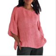 thumbnail image 4 of Pisexur Hauts d'Été Décontractés en Coton pour Femmes Manches 1/2 Col Rond T-shirts Doux Confortables Mode Fluide Blouses Amples Classiques, 4 of 9