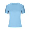 thumbnail image 3 of Meichang T-Shirts pour Femmes Coupe Ajustée Couche de Base T-Shirts Manches Courtes Col Rond T-Shirts Couleur Unie T-Shirts Basiques Confortables Légers Hauts d'Été, 3 of 5