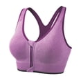 thumbnail image 1 of FYEGRE Sports Bras for Women Full Support Front Zip Closure Compression Bras Post Surgery Wireless Racerback Sport Brassiere Purple XXL, 1 of 4