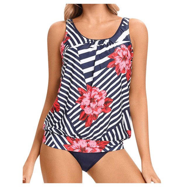 Women Tankini Swimsuit Tummy Control Top With Shorts Two Piece Bathing Suit