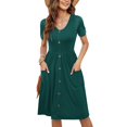 thumbnail image 2 of Ketyyh-chn99 Robe d'Été Robe Maxi Robe Droite Unie pour Vacances Robe à Enfiler Robe de Plage Vert,m, 2 of 5