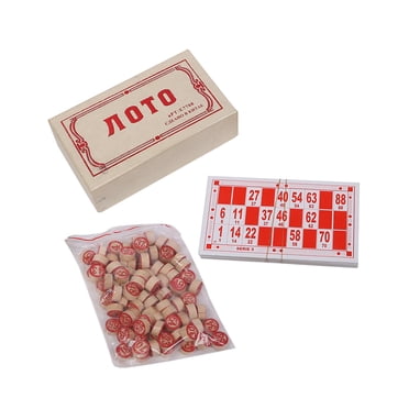 KLKCMS Russian Lotto Chessboard Games Wood Bingo Set for Kids Adults Friends and Family