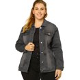 thumbnail image 1 of GRACE & GRANDEUR Veste en Jean Denim pour Femme Grande Taille à Manches Longues, Boutonnée, Coupe Régulière, Gris 4X, 1 of 6
