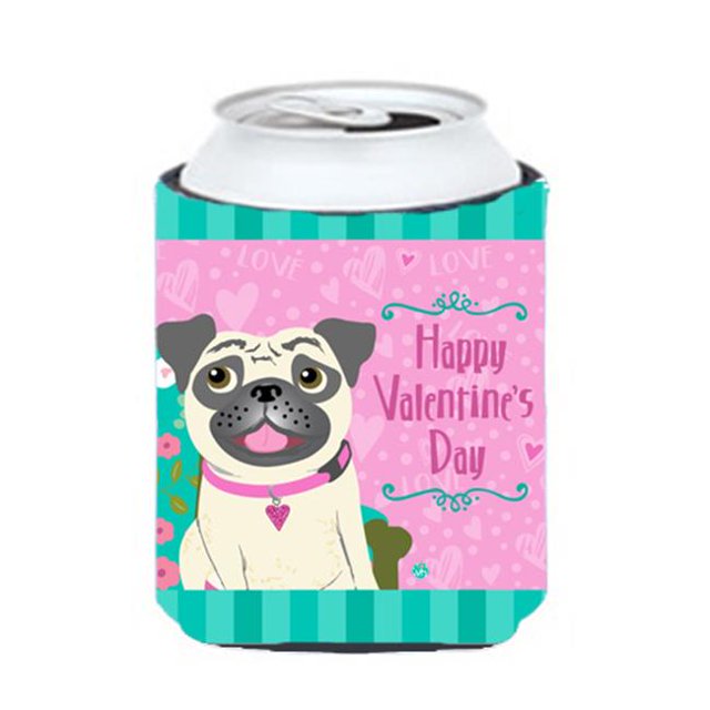 Carolines Treasures VHA3002CC Happy Valentines Day Pug Can or Bottle Hugger