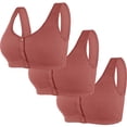 thumbnail image 1 of 2 Packs Stripes Bras for Womens No Underwire Front Button Brassiere 18 Hour Full-Coverage Bras High Elasticity Ultra Comfort Soft T-Shirt Bra Training Yoga Bras, 1 of 2