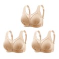 thumbnail image 1 of fheaev Summer Savings Clearance Front Closure Bras For Women Full Coverage Bra 3PC Women Bras Plus Size Behind Buckle Comfortable Breathable Exhaust Base Non-Steel Ring Non-Magnetic Buckle Underwear, 1 of 8