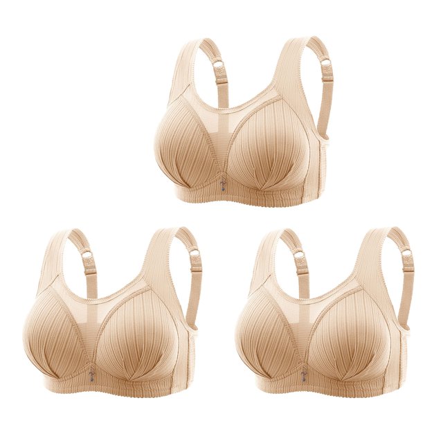 fheaev Summer Savings Clearance Front Closure Bras For Women Full Coverage Bra 3PC Women Bras Plus Size Behind Buckle Comfortable Breathable Exhaust Base Non-Steel Ring Non-Magnetic Buckle Underwear