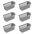 thumbnail image 4 of Tnarru 6 Pieces Desktop Storage Basket Bins Functional Trays Bathroom Storage Racks Makeup Organizer Trays for Shelves Dorm Cosmetic Gray, 4 of 8