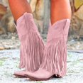 thumbnail image 2 of Kcodviy Womens Boots Comfortable Pull Women's Mid on Chunky Heel Pointed Women's Mid Toe Fringed Boots Western Women's Mid Knee High Boots Mid Women's Mid Boots, 2 of 9