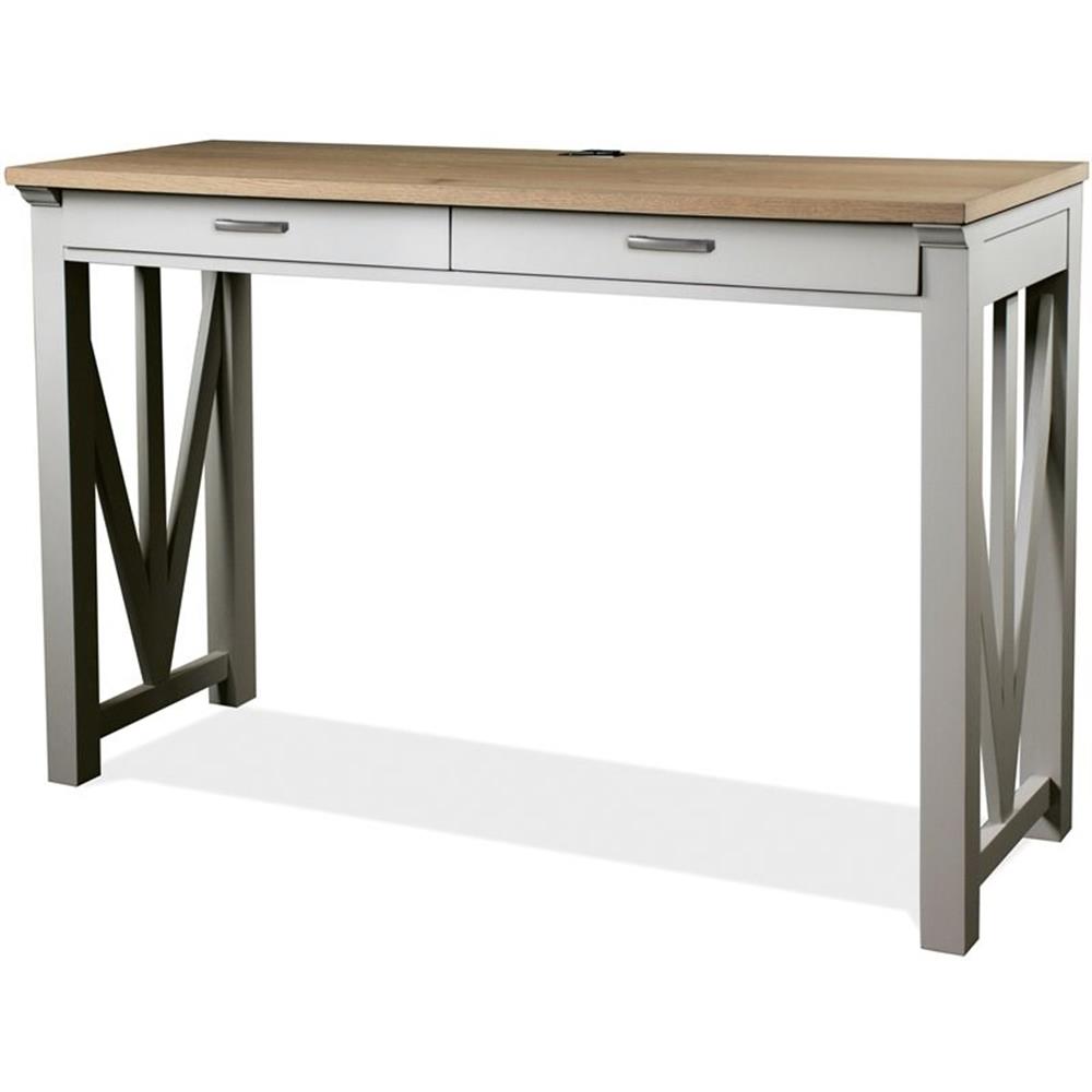 Riverside Furniture Osborne 36" Wood Nesting Computer Desk in Timeless Oak /Gray