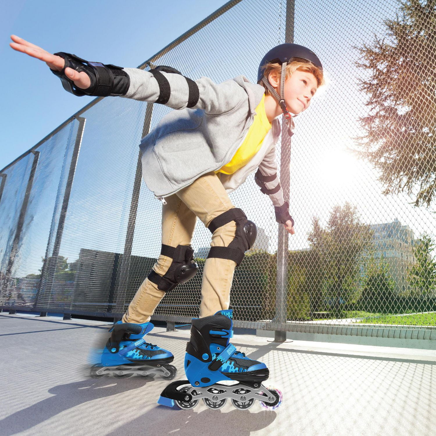 Rugged Racer Kids Adjustable and Convertible Rollerblade and Ice Skate - Medium - Blue