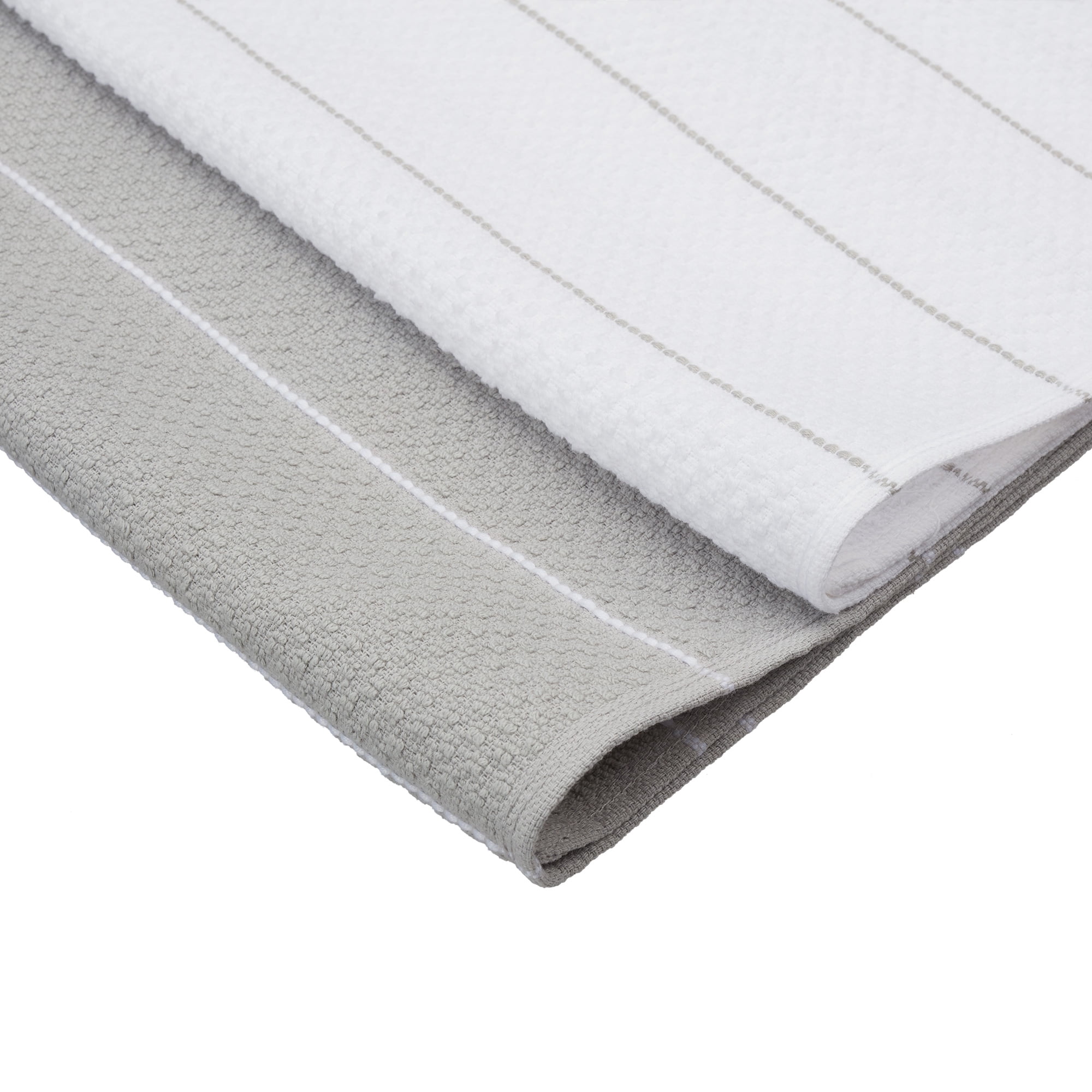 Mainstays Dobby Rice Weave Kitchen Towels, 15"x25", Set of 10, Soft Silver