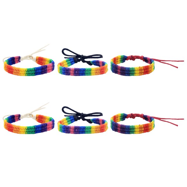6pcs Rainbow Woven Bracelet Unisex Pride Wristband Adjustable Colorful Bracelet