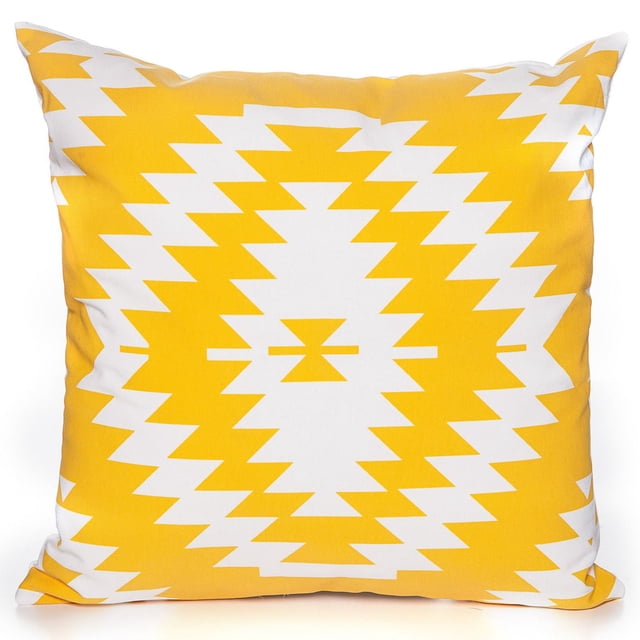 Gouchee Coussin Design Holland, 20 par 20 Pouces, avec un Motif Géométrique zigzag Doré et Blanc sur Tissu Poly-Coton Rempli de Plumes de Duvet, Doté d'Une Fermeture Éclair pour un Nettoyage Facile, Convient à un Usage Décoratif et comme Coussin de Sol Confortable.