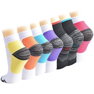 Chaussettes de Compression pour Femmes et Hommes, 7 Paires de Chaussettes Basses pour Fasciite Plantaire
