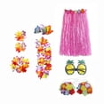 thumbnail image 3 of Tropical hawaiian Skirt Costume Set Glasses Accessory Adjustable Stretchy Womens 60cm, 3 of 8