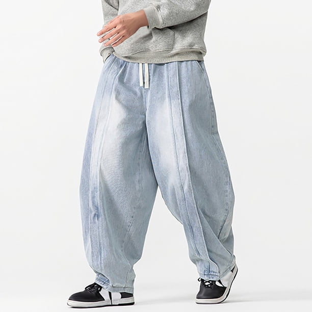 Weiqiqre Pants for Men Loose Fit Baggy Jeans Casual Streetwear