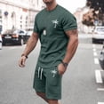 thumbnail image 2 of Men's Suits 2 | 2024 Summer Tracksuit for Men Plus Size Short Sleeve O Neck Athletic Suit Casual Color Block Drawstring Waist Tracksuit Set, 2 of 6
