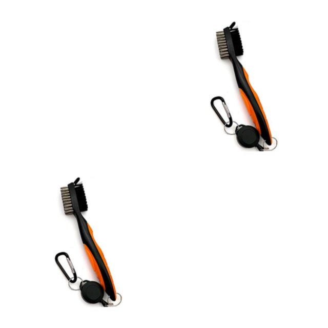 Baohd Stainless Steel Golf Club Brush Ergonomic Handheld Replacement Solid Color Shoe Brushes Cleaning Tool Accessories Orange Lidless 2Set