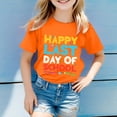 thumbnail image 2 of LUOGENLI T-Shirt pour Filles T-Shirt à Col Rond Imprimé pour Enfants T-Shirt à Manches Courtes pour Garçons et Filles Ensembles de Hauts Maxi Filles Tenues 2 Pcs Orange 8-9 Ans, 2 of 4