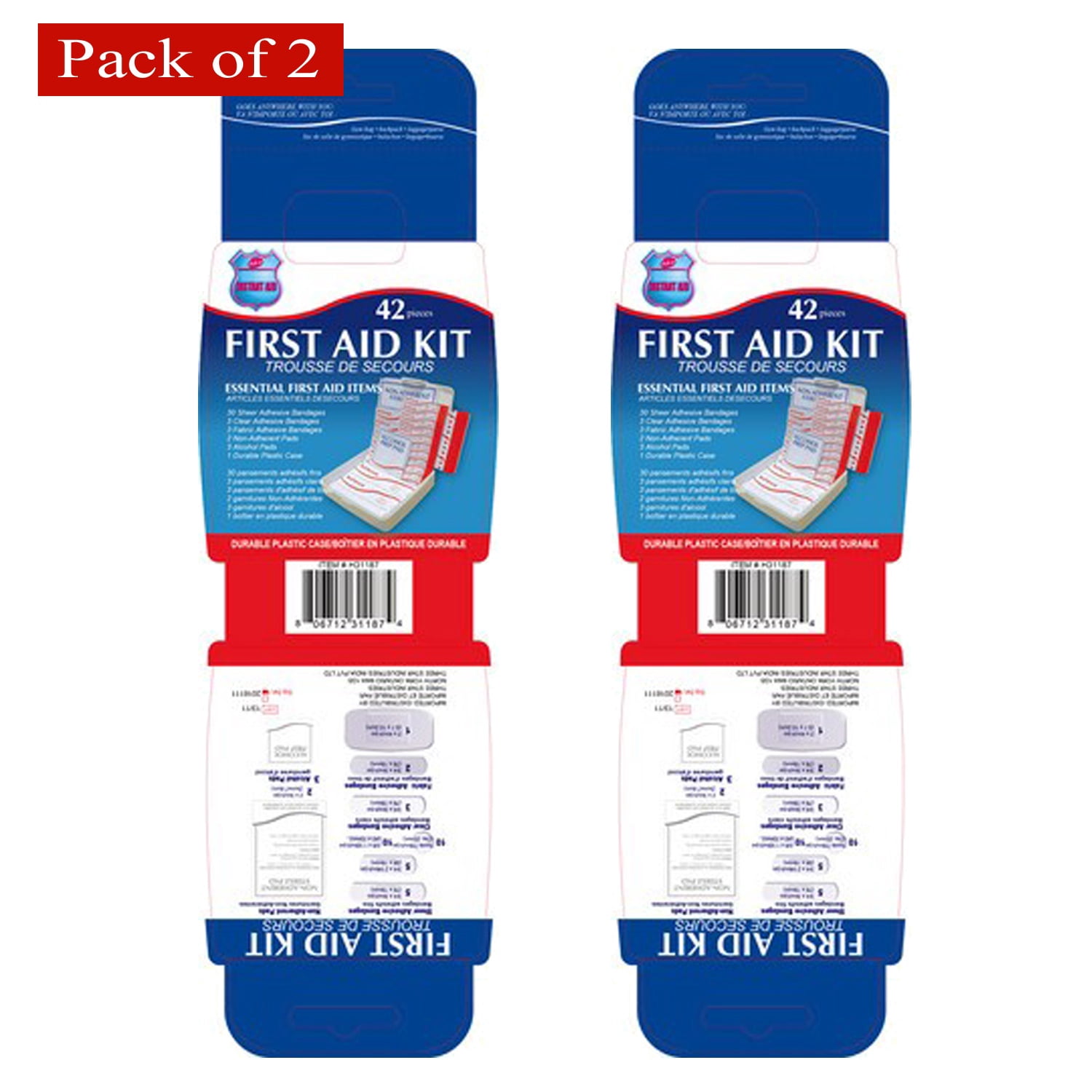 Instant Aid 42 Pieces First Aid Kit (Pack of 2)