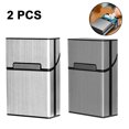 thumbnail image 1 of Brushed Aluminum Cigarette Case, Hard Box And Holder With Solid Magnetic Flip Top Closure, 1 of 9