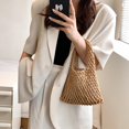 thumbnail image 3 of Cotton Thread Handbags Straw Woven Hollow Net Shopping Beach Vacation Purses, 3 of 8