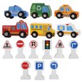 thumbnail image 1 of Miangastore Vehicle Toys Wooden Vehicles and Traffic Signs Assorted Color 1 Set 2.9X1.7X1.2in, 1 of 9
