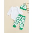 thumbnail image 4 of Honganda Infant Boy Outfit Letter Four-leaf Clover Long Sleeve Romper Pant Hat, 4 of 8