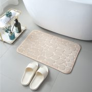 Wuztai Thickened Coral Velvet Bath Mat, Extra Soft Absorbent Quick Dry Bathroom Rugs, Non Slip Machine Washable Floor Mats for Bath Tub Shower Kitchen Entrance