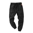 thumbnail image 2 of FOCUSNORM Men Solid Color Cargo Trousers, Loose Fit Drawstring Waist Long Pants, 2 of 9
