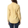 thumbnail image 3 of INSPIRE CHIC Chemises à Col à Revers pour Femmes, Boutonnées, Manches Longues Retroussables, L Jaune, 3 of 6
