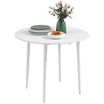 thumbnail image 1 of HOMCOM Table à Manger Pliable, Table Ronde à Abattants avec Pattes en Bois, Blanc, 1 of 10