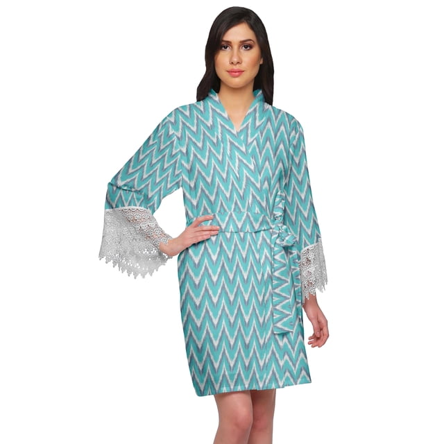 Moomaya Printed Cotton Robes For Women Plus Size Kimono Robe Short Nightwear